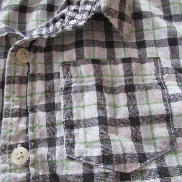 Cherokee Button Front Shirt Boys 4T Black White Plaid Long Sleeve Collared‎ Top - Picture 3 of 4